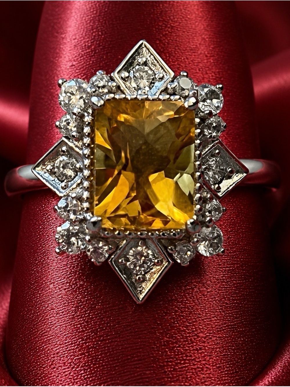 AAA Brazilian Citrine gemstone from Brazil! Rhodium over 925 S.Silver. Genuine!